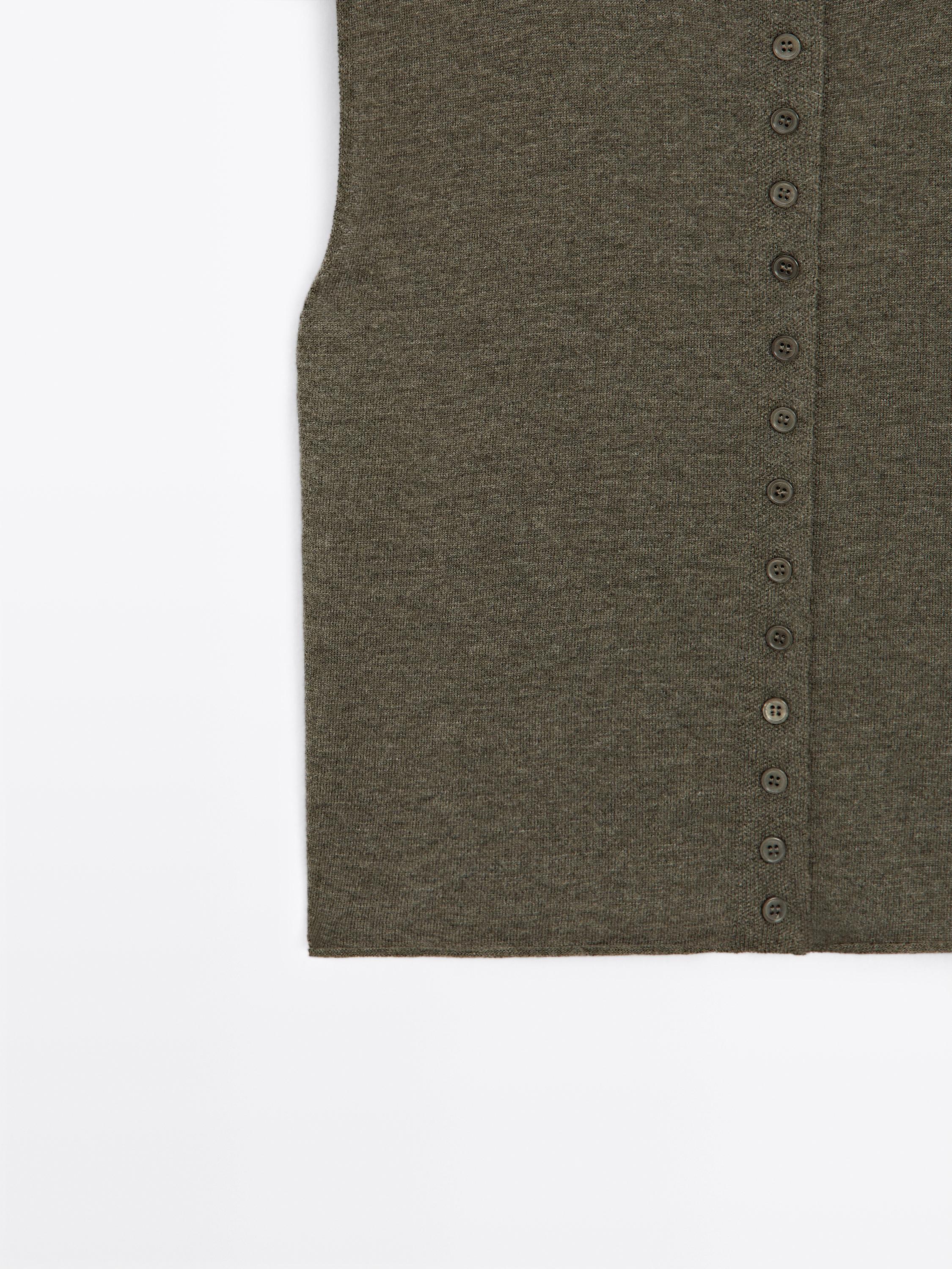 Cropped wool blend knit vest